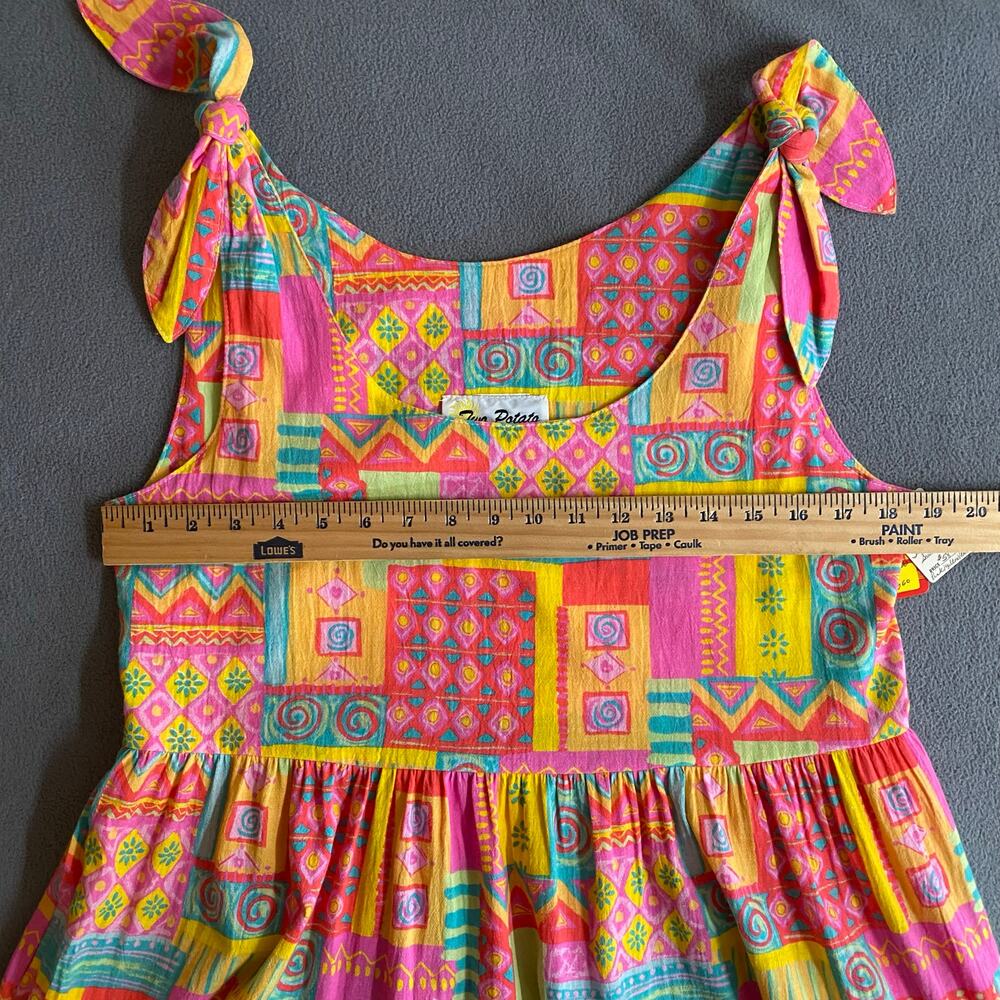 Vtg 80s 90s‎ Two Potato Maximalist Artsy Tiered Sundress M Resort Wear Dopamine - Picture 10 of 16